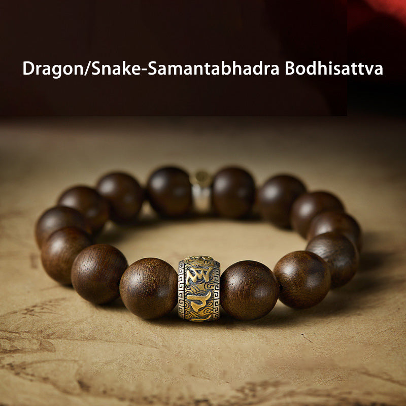 KarmaRipple's Chinese Zodiac Natal Buddha Kalimantan Agarwood Om Mani Padme Hum 925 Sterling Silver Bracelet p4