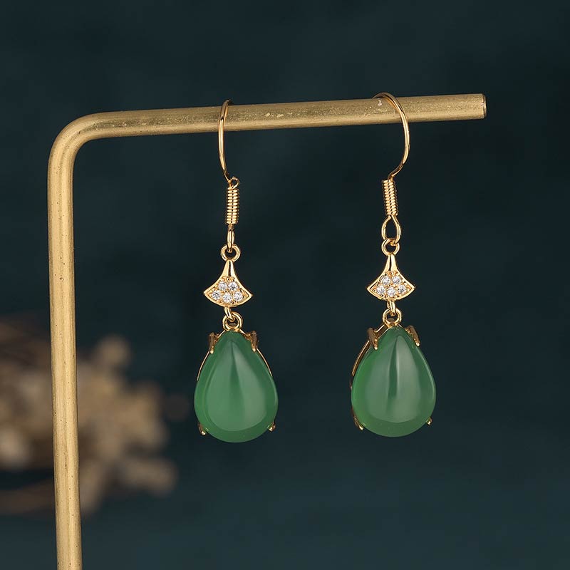 KarmaRipple's Cyan Jade Fortune Drop Earrings p4