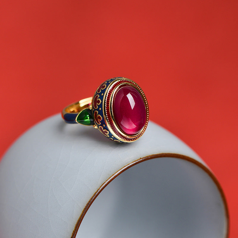 KarmaRipple's 925 Sterling Silver Red Corundum Courage Ring p16