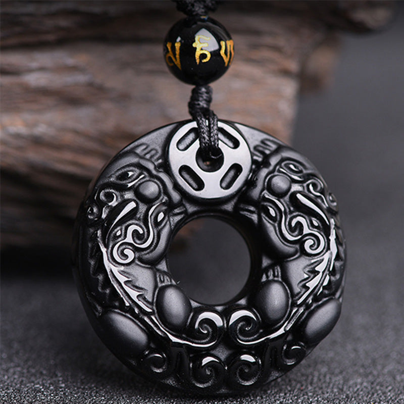 KarmaRipple's Pixiu Obsidian Wealth Necklace Pendant p7