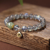 KarmaRipple's Chinese Zodiac Natal Buddha 925 Sterling Silver Authentic Moonstone Hetian Jade Positive Bracelet