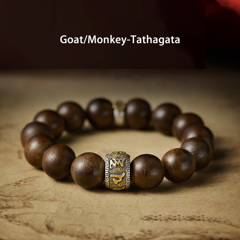 KarmaRipple's Chinese Zodiac Natal Buddha Kalimantan Agarwood Om Mani Padme Hum 925 Sterling Silver Bracelet p6
