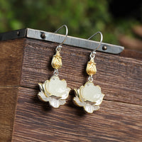 KarmaRipple's Ivory Jade Protection Balance Drop Earrings