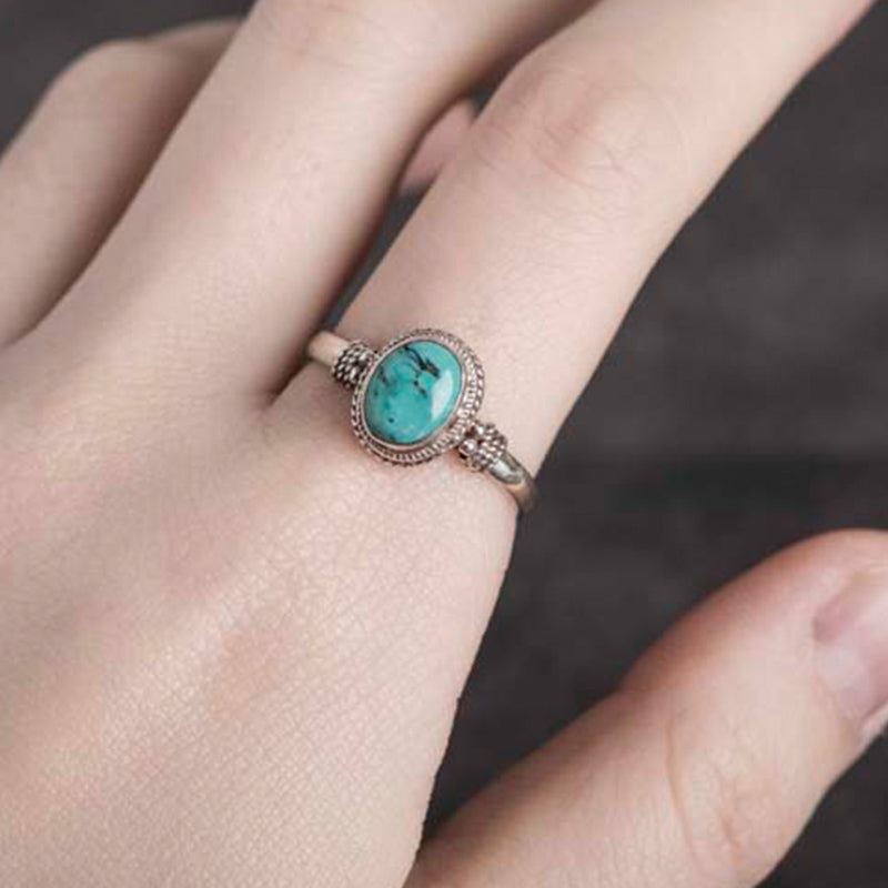 KarmaRipple's 925 Sterling Silver Turquoise Wisdom Love Ring p5