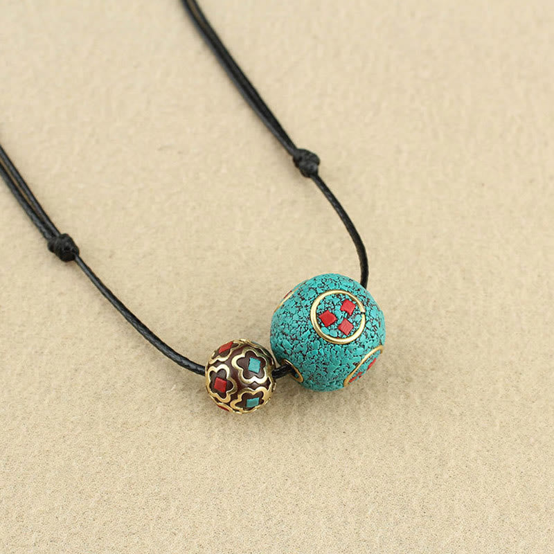 KarmaRipple's Tibetan Turquoise Double Bead Protection Strength Pendant Necklace p7