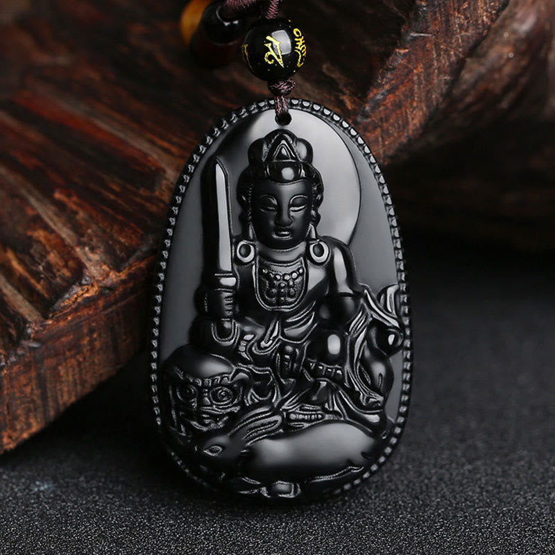 KarmaRipple's Chinese Zodiac Natal Buddha Authentic Black Obsidian Purification Pendant Necklace p29