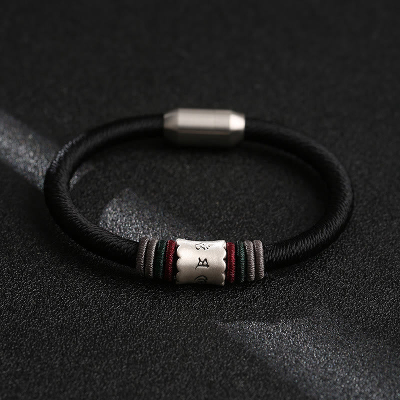 KarmaRipple's 999 Sterling Silver Om Mani Padme Hum Peace Magnetic Buckle Bracelet p2