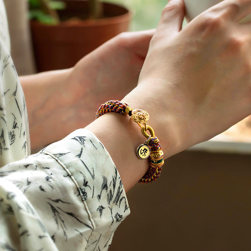 KarmaRipple's 925 Sterling Silver Chinese Zodiac Natal Buddha Om Mani Padme Hum Fortune Bell Woven String Bracelet p9