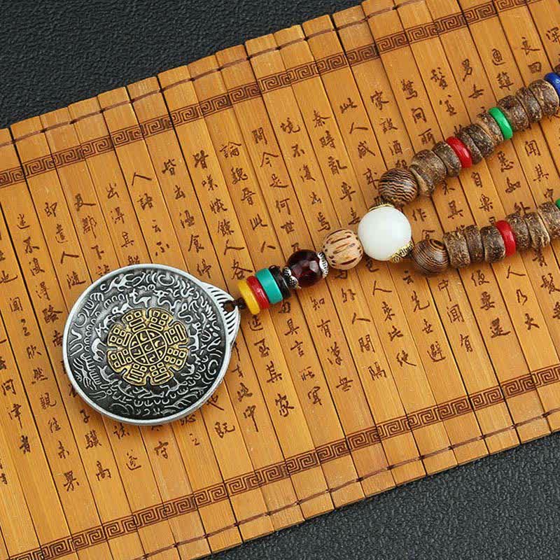KarmaRipple's Tibetan Om Mani Padme Hum Prayer Wheel Rotation Vajra Wood Pendant Necklace p27