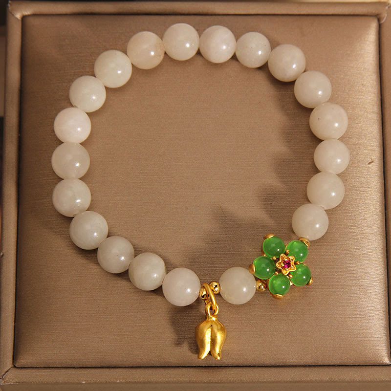 KarmaRipple's Authentic Jade Green Flower Lily Of The Valley Fortune Bracelet p5