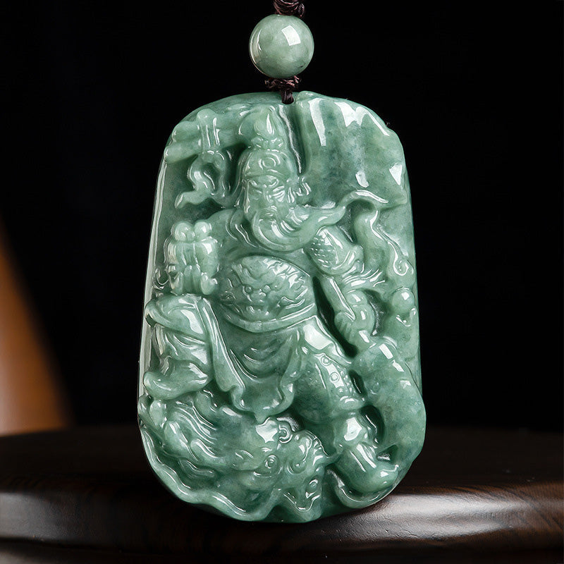 KarmaRipple's Authentic Jade Guan Gong Amulet Wealth Pendant Necklace p14