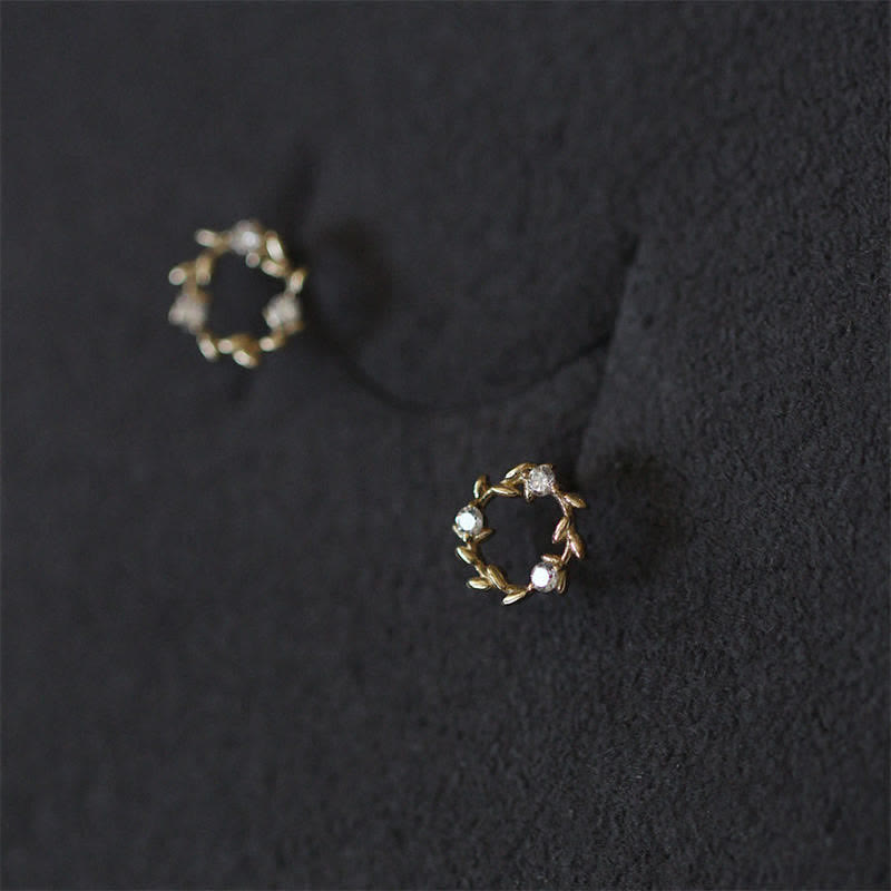 KarmaRipple's 925 Sterling Silver Posts Bronze Metal Tiny Wreath Stud Blessing Flower Earrings p9