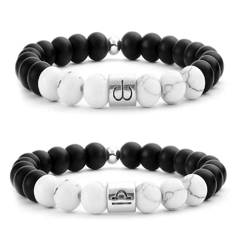 KarmaRipple's 12 Constellations of the Zodiac Authentic Frosted Stone Ivory Turquoise Bead Fortune Bracelet p14