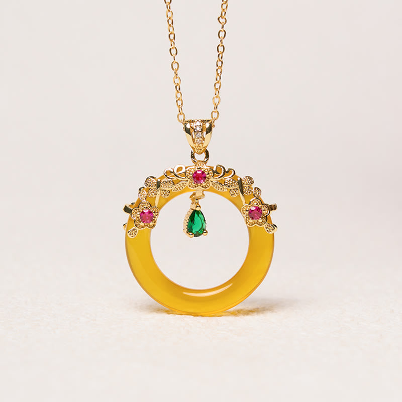 KarmaRipple's Green Chalcedony Peace Buckle Design Strength Pendant Necklace p30