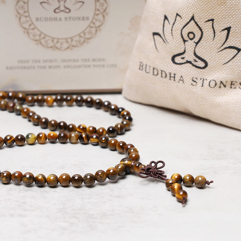 KarmaRipple's Tibetan 108 Authentic Tiger Eye Gemstone Beadwork Prayer Mala Bracelet Pendant p5