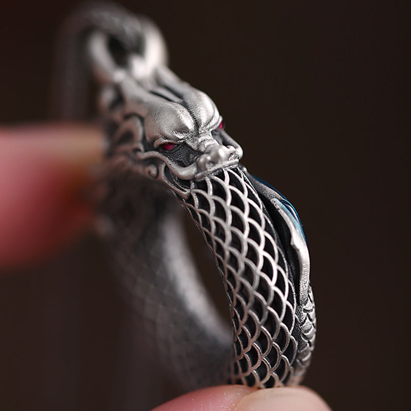 KarmaRipple's 999 Sterling Silver Year Of The Dragon Auspicious Peace Buckle Carved Success Pendant Necklace p8