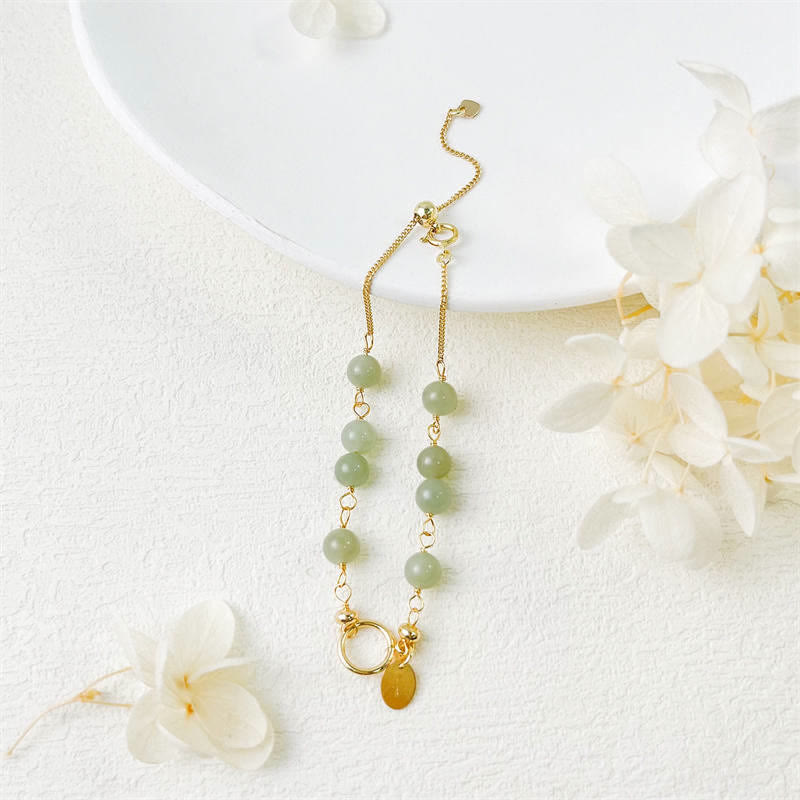 KarmaRipple's Unique Authentic Hetian Jade 14K Gold filled Fortune Beaded Bracelet p9