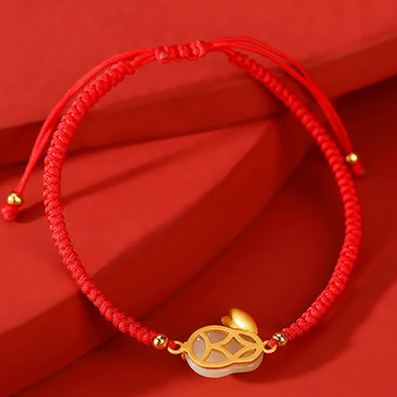KarmaRipple's 925 Sterling Silver Year of the Rabbit Hetian Ivory Jade Fortune Red String Protection Bracelet p3
