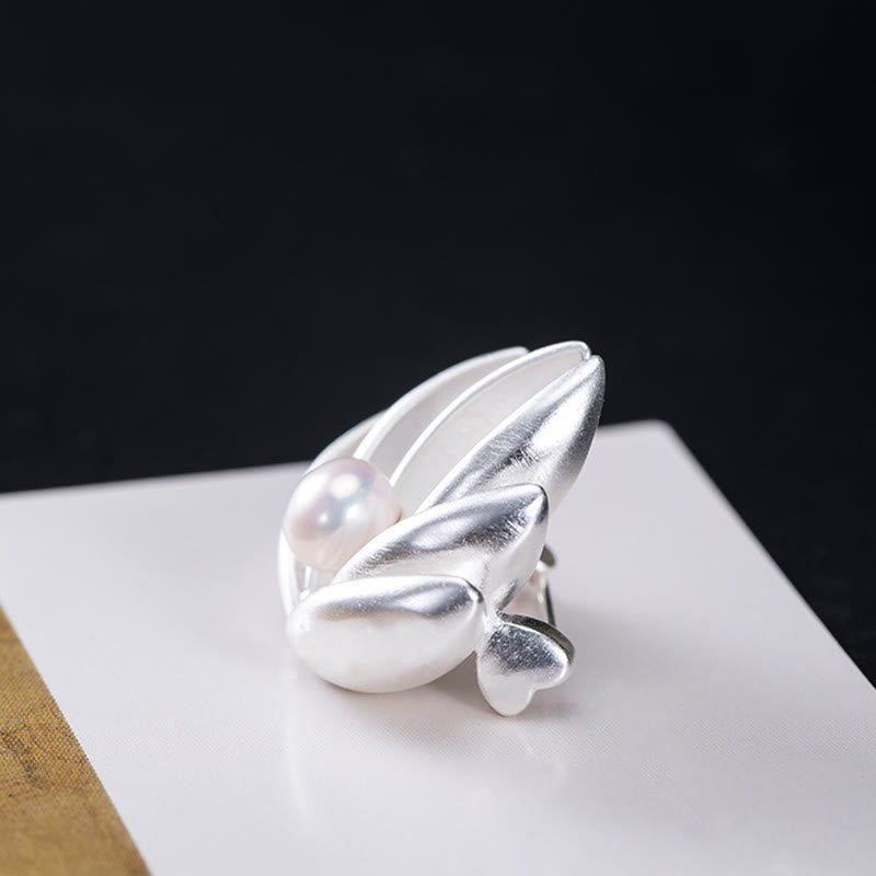 KarmaRipple's 925 Sterling Silver Lotus Flower Pearl New Beginning Brooch p6