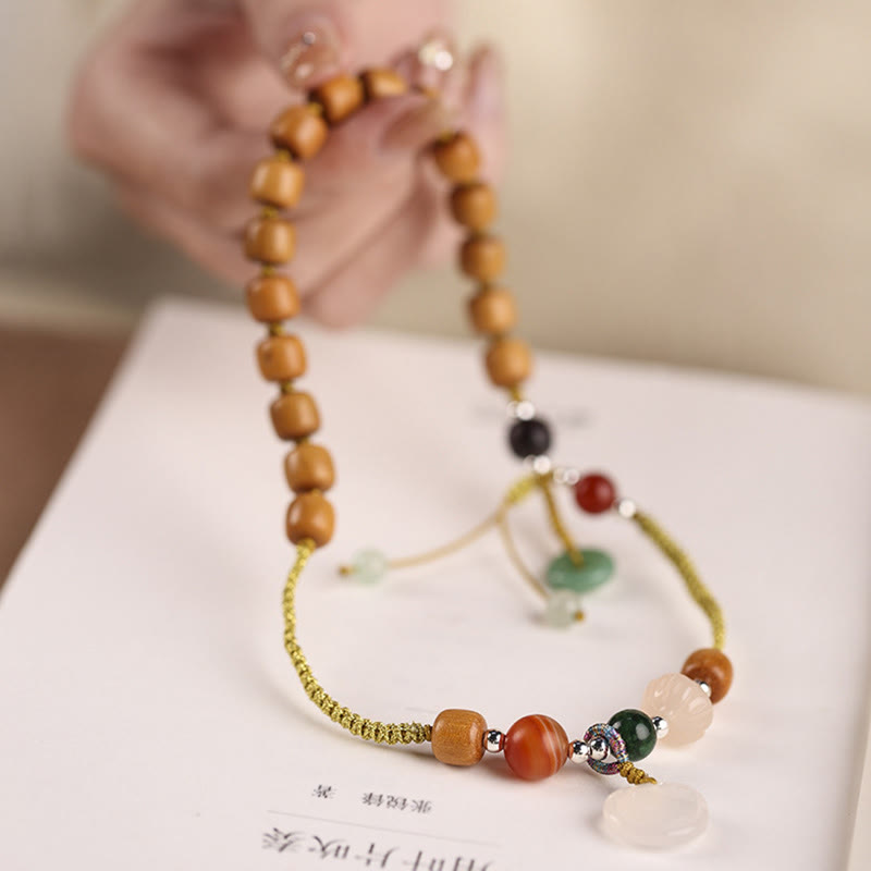 KarmaRipple's Green Sandalwood Chalcedony Peace Buckle Talisman Soothing Double Wrap Bracelet p4