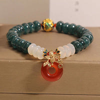 KarmaRipple's Jade Ivory Agate Red Agate Peace Buckle Abacus Beadwork Fortune Bracelet
