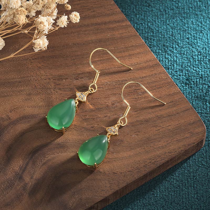 KarmaRipple's Cyan Jade Fortune Drop Earrings p7