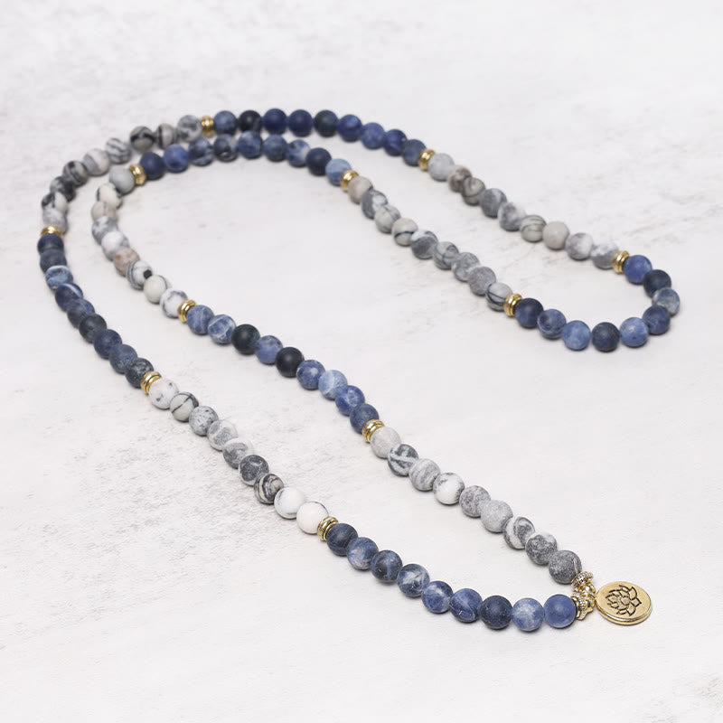 KarmaRipple's 108 Authentic Stone Mala Bead Lotus Necklace Bracelet p7