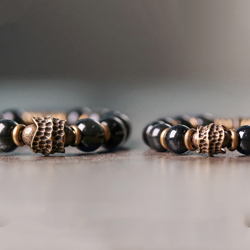 KarmaRipple's Rainbow Obsidian Bronze Love Balancing Bracelet p7