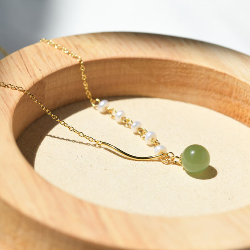 KarmaRipple's KarmaRipple's atural Hetian Jade Pearl Fortune Bead Pendant Necklace p5