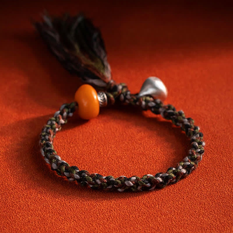 KarmaRipple's 990 Sterling Silver Tibetan Handmade Amber Steelyard Weight Wish Protection Bracelet p10