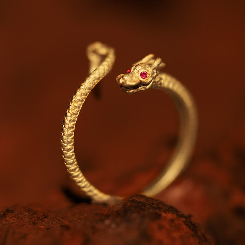 KarmaRipple's 925 Sterling Silver Vintage Year of the Dragon Fortune Protection Strength Adjustable Ring p27