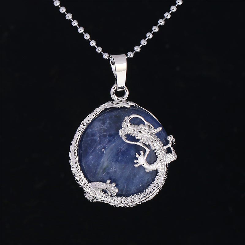 KarmaRipple's Chinese Dragon Authentic Quartz Gemstone Balancing Energy Pendant Necklace p44