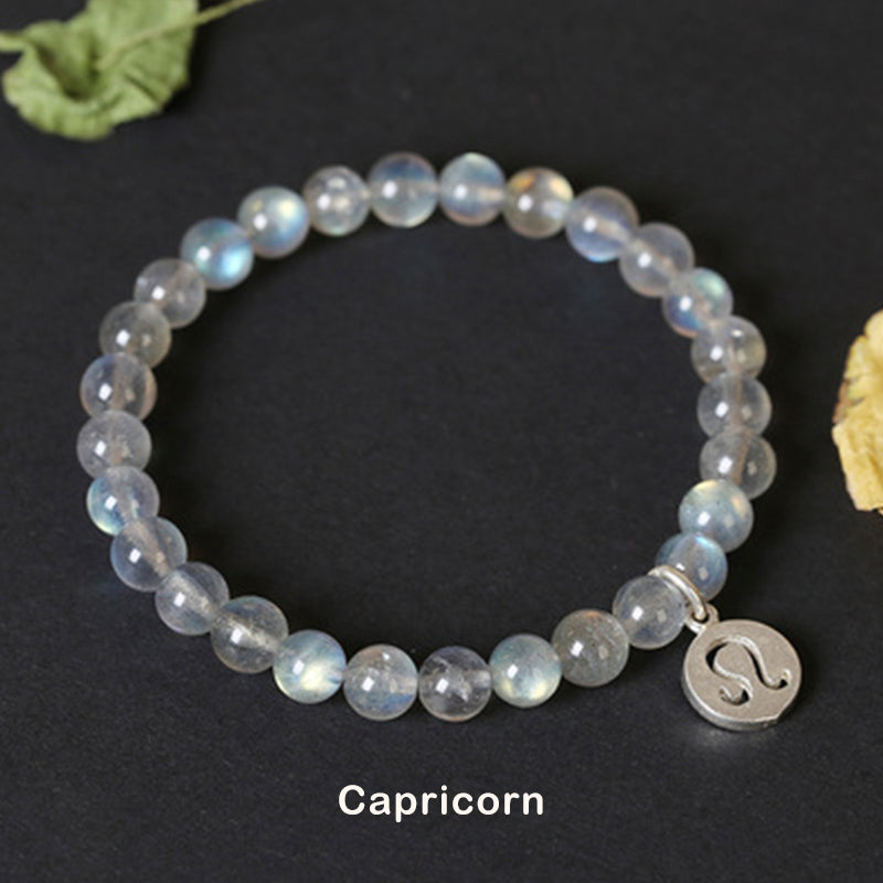 KarmaRipple's 12 Constellations of the Zodiac Moonstone Charming Bracelet p34