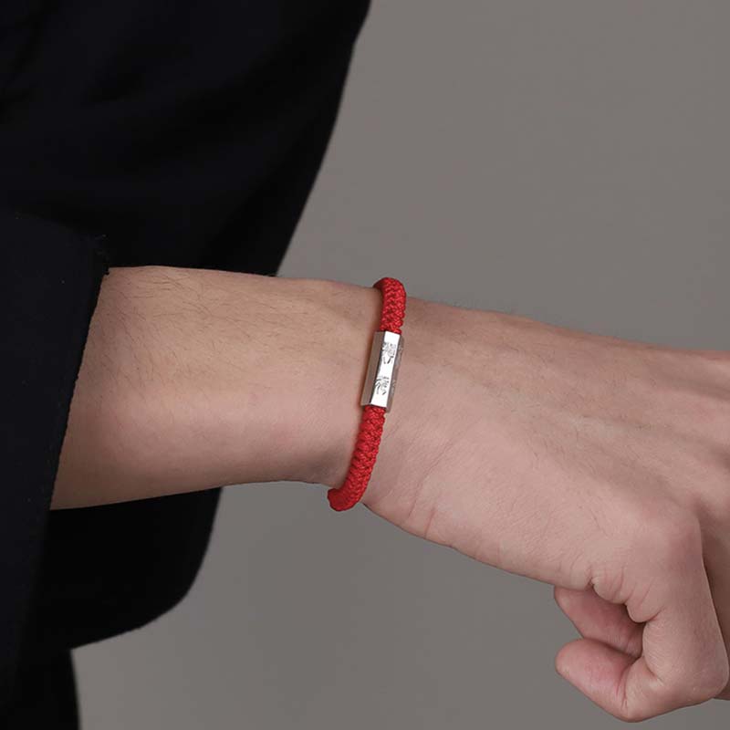 KarmaRipple's 925 Sterling Silver Letter Engraving Blessing String Bracelet p7