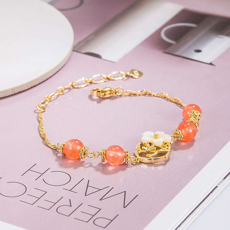 KarmaRipple's Red Agate Tridacna Stone Flower Confidence Bracelet p5