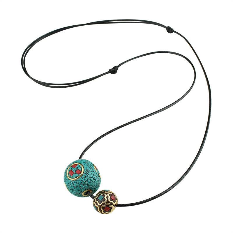 KarmaRipple's Tibetan Turquoise Double Bead Protection Strength Pendant Necklace p11