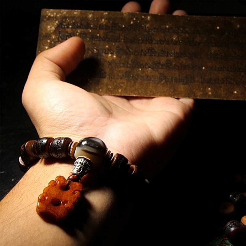 KarmaRipple's Tibetan Yak Bone Dzi Bead Turquoise Keep Away Evil Spirits Bracelet p15