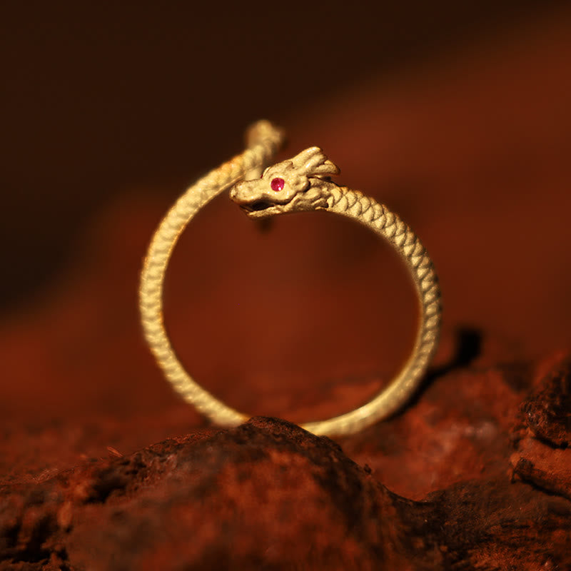 KarmaRipple's 925 Sterling Silver Vintage Year of the Dragon Fortune Protection Strength Adjustable Ring p4