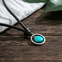 KarmaRipple's Round Turquoise Stone Protection Strength Pendant Necklace