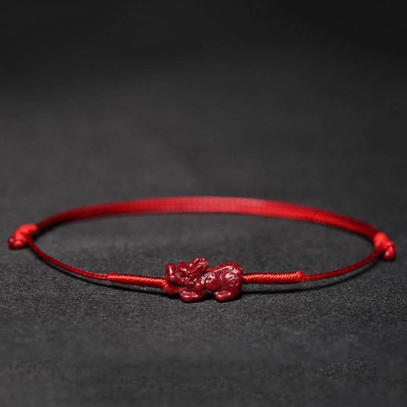 KarmaRipple's Handmade Plum Blossom Four Leaf Clover PiXiu Lotus Koi Fish Cinnabar Blessing Braid Bracelet p34