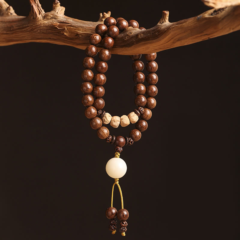 KarmaRipple's Sandalwood Small Leaf Red Sandalwood Bodhi Seed Purification Double Wrap Bracelet p19