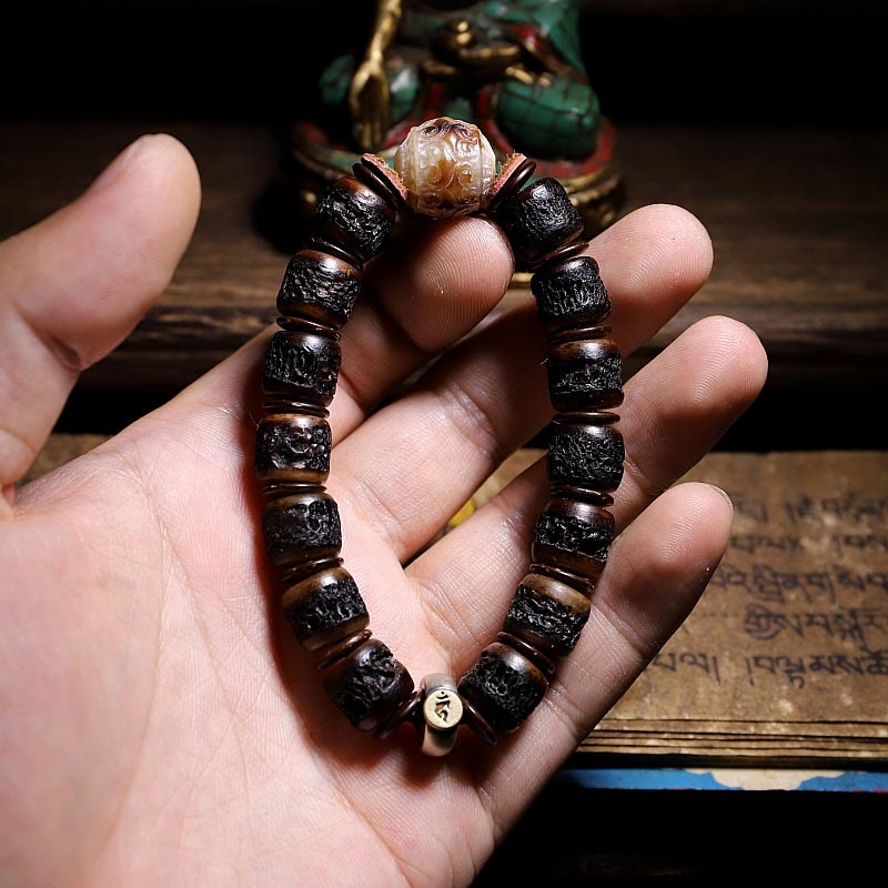 KarmaRipple's 925 Sterling Silver Chinese Zodiac Natal Buddha Handmade Tibet Yak Bone Strength Bracelet p3