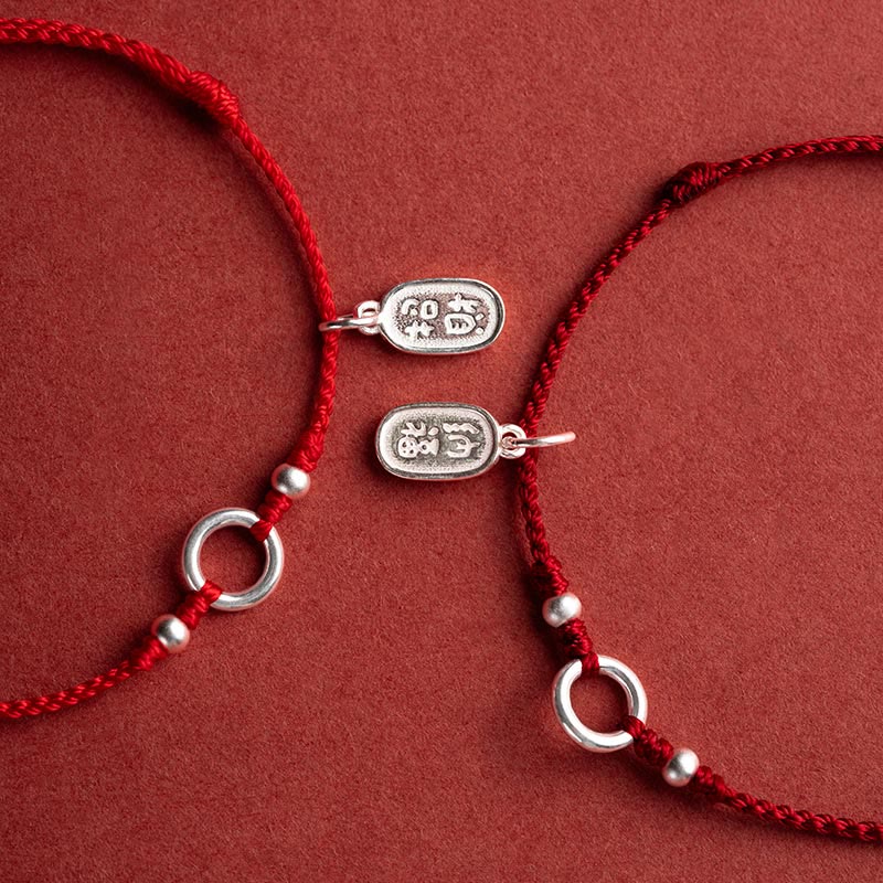 KarmaRipple's 925 Sterling Silver Fortunate Fortune Peace Joy Lotus Peace Buckle Red String Bracelet p9