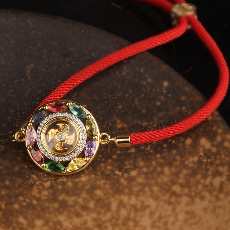 KarmaRipple's Colorful Zircon Bronze Wealth Fortune Rotation Bracelet Pendant Necklace p10