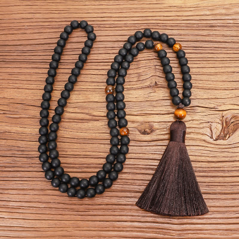 KarmaRipple's 108 Mala Beadwork Frosted Stone Tiger Eye Balance Bracelet Pendant Necklace p6