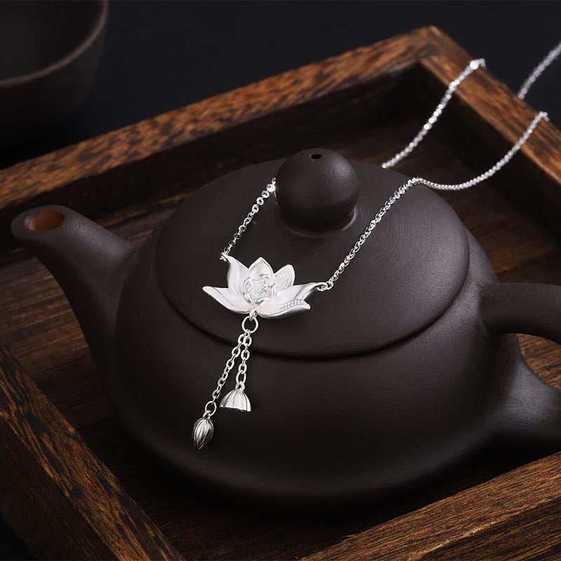 KarmaRipple's 999 Sterling Silver Lotus Flower Pod Carved Enlightenment Pendant Necklace p3