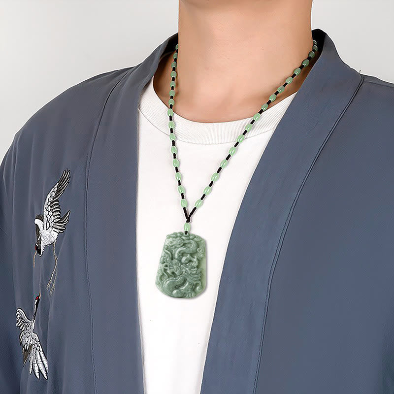 KarmaRipple's Year Of The Dragon Chinese Zodiac Dragon Soaring Jade Protection Bead Chain Pendant Necklace p9