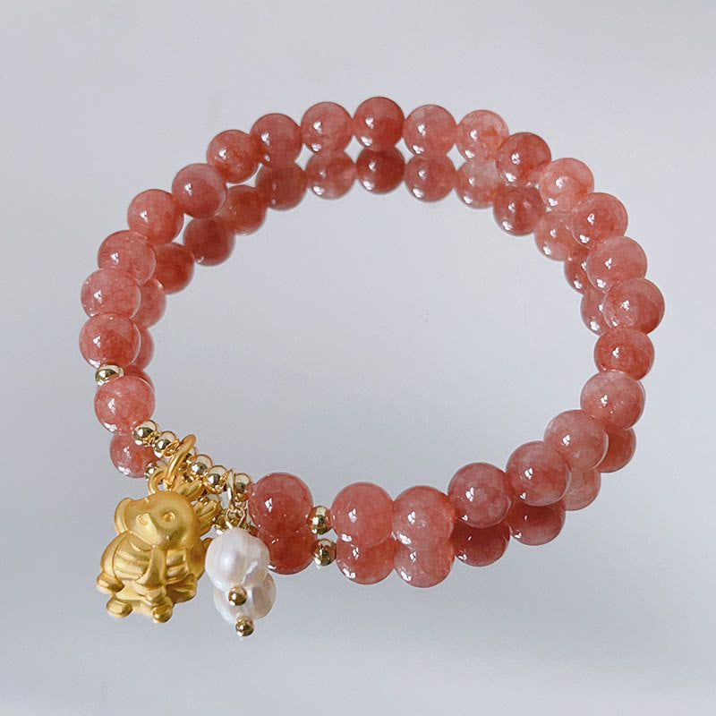 KarmaRipple's Year of the Dragon Strawberry Quartz Dragon Pearl Talisman Protection Bracelet p10