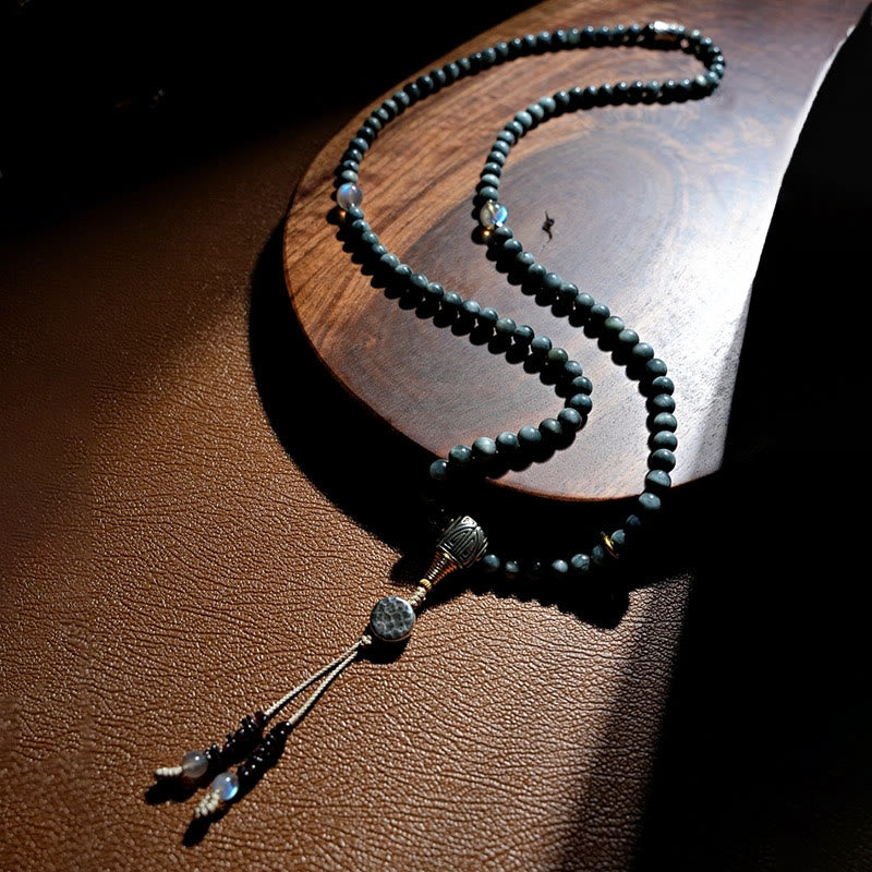 KarmaRipple's 925 Sterling Silver 108 Mala Beadwork Eagle's Eye Stone Moonstone'sitive Bracelet p13