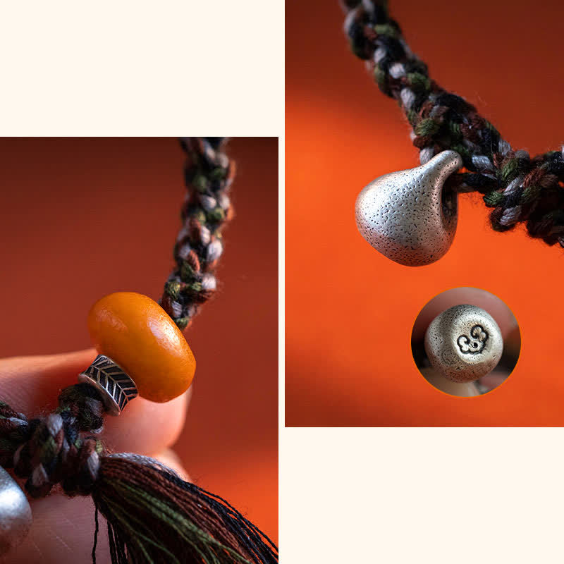 KarmaRipple's 990 Sterling Silver Tibetan Handmade Amber Steelyard Weight Wish Protection Bracelet p6